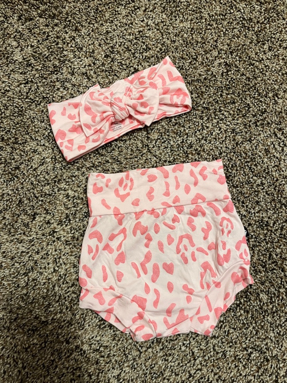 Kyte BABY Pink Leopard-Print Bloomers with Bow Headband